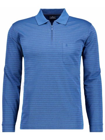 Ragman Fineliner-Poloshirt mit Reissverschluss, Langarm in Blau