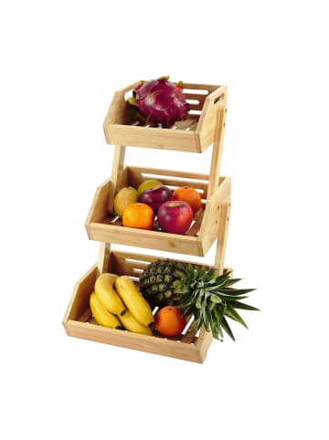 relaxdays Obst Etagere in Natur - (B)30 x (H)49 x (T)25 cm