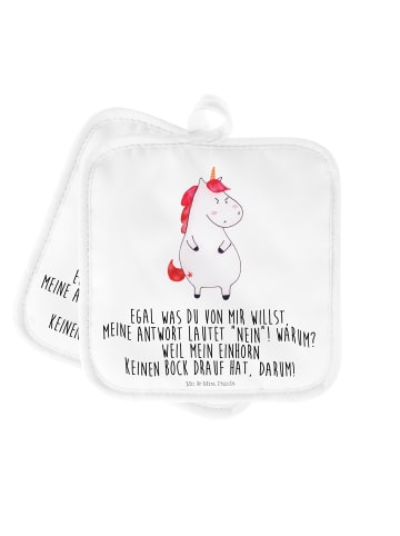 Mr. & Mrs. Panda Topflappen Einhorn Wut mit Spruch in Weiß
