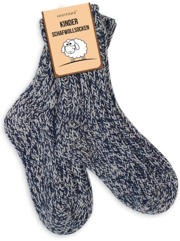 normani 3 Paar Kinder Norwegersocken mit Schafwolle in Marine/Hellgrau/Dunkelgrau