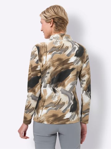 Sieh an! Stehkragen-Shirt in ecru-camel-bedruckt