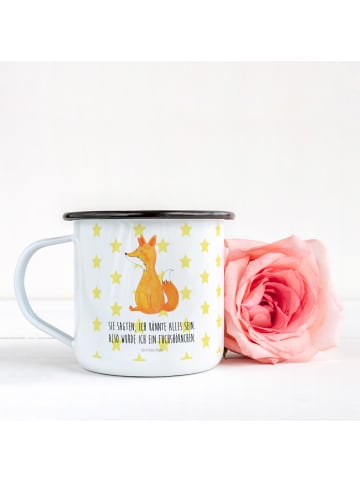Mr. & Mrs. Panda XL Emaille Tasse Einhorn Fuchs mit Spruch in Weiß