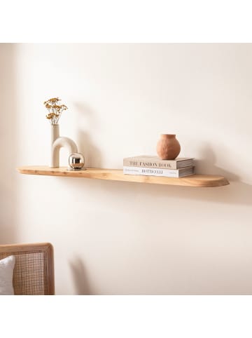 FineBuy Wandregal in Braun / Akazie / 100x20x3