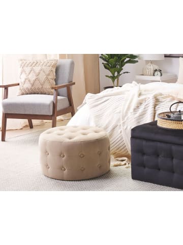 Beliani Pouf TAMPA in Beige - (W) 55 x (H) 30 x (L) 55 cm
