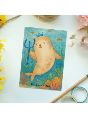 Mr. & Mrs. Panda Postkarte Sternzeichen Wassermann Design ohne S... in Weiß