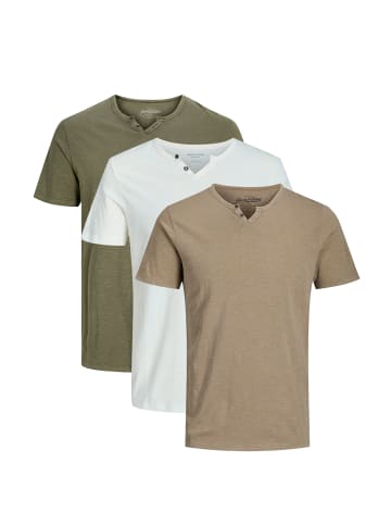 Jack & Jones T-Shirt Split in Weiß / beige / grün
