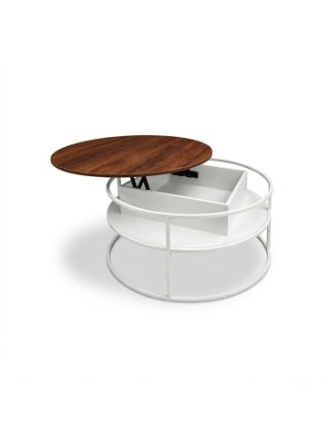 relaxdays Couchtisch in Weiß/ Braun - (H)46 x Ø80 cm