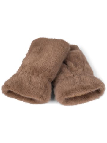 styleBREAKER Fingerlose Handschuhe mit Teddyfell in Braun