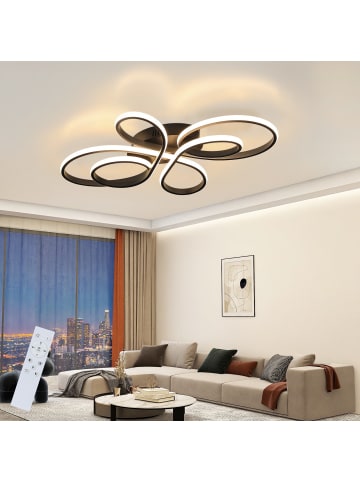 ZMH LED Deckenleuchte in schwarz 3000K Warmweiß 65W Modern Schlafzimmerlampe L 66cm