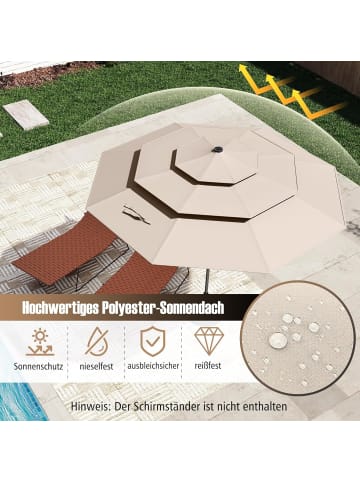 COSTWAY 300 cm Sonnenschirm mit LED in Beige