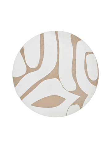 Beliani Kurzflor HARTZ in Beige/Weiß - (W) 160 x (L) 160 cm