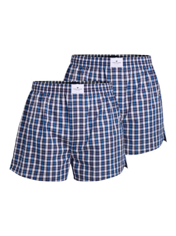 Tom Tailor Web-Boxershorts 2er Pack in Blau/Weiß