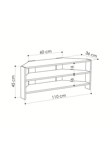 CALICOSY TV Eckmöbel THALES in Weiß - (W) 114  x (H) 45  x (L) 36  cm
