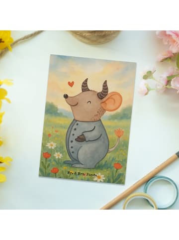 Mr. & Mrs. Panda Postkarte Stier Astrologie Design ohne Spruch in Weiß
