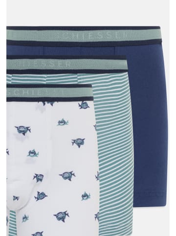 Schiesser Retro Short / Pant 95/5 Organic Cotton in Weiß / Blau / Grün