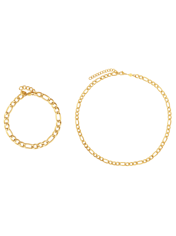 Steel_Art Schmuckset Herren mit Halskette und Armband Set Rene goldfarben in goldfarben
