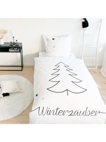 TRAUMHELDEN Bettwäsche-Set Flanell "Weihnachten - Winterzauber" in Weiß