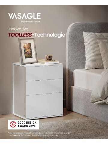 VASAGLE 2er-Set: Nachttisch in Mattweiß-Cappuccinobeige - (B)45 x (H)58.7 x (T)35 cm