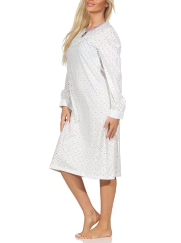 NORMANN Langarm Nachthemd klassische Design Knopfleiste am Hals - 87423 in blau