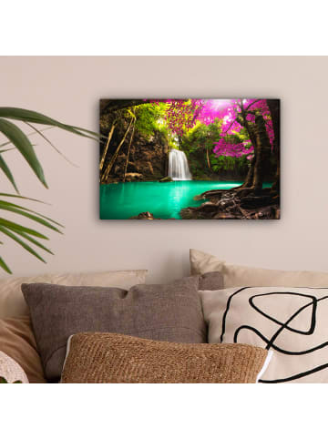 MuchoWow Leinwand Bilder Magischer Wasserfall