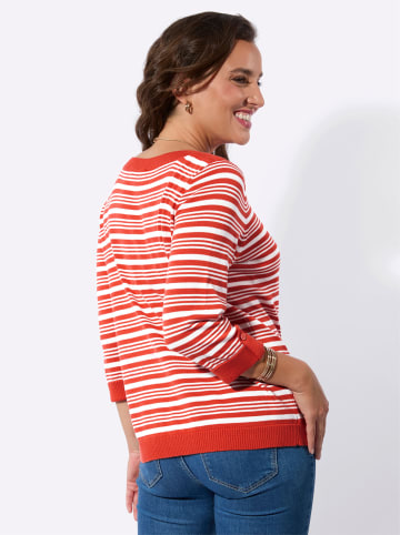 WITT WEIDEN Baumwollpullover in terra-ecru-geringelt