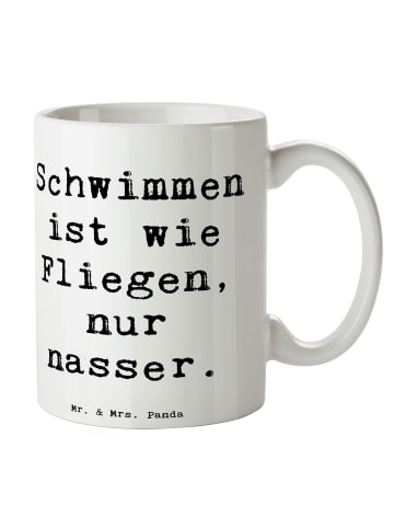 Mr. & Mrs. Panda Tasse Spruch Schwimmen wie Fliegen mit Spruch in Weiß