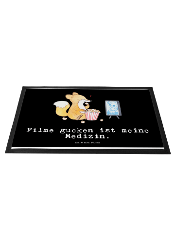 Mr. & Mrs. Panda Fußmatte Fuchs Filme gucken mit Spruch in Schwarz