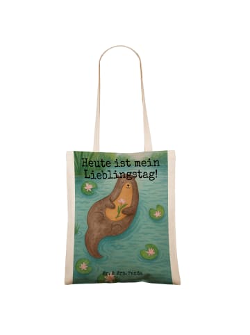 Mr. & Mrs. Panda Tote Bag Otter Seerose Design mit Spruch in Weiß