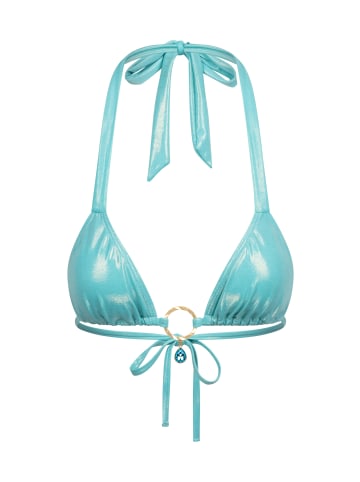 Moda Minx Bikini Top Mykonos Pendant Hoop Triangle in Baby Blue Shimmer