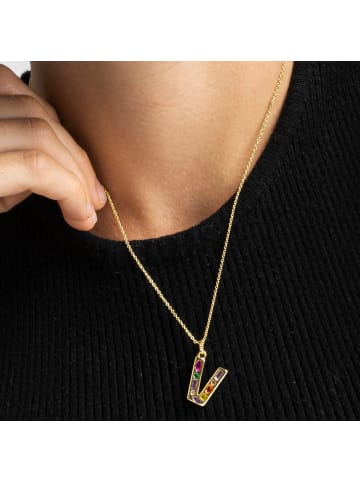 Luxenter necklace with multicoloured zirconia, 18-K gold finish - Alphabet