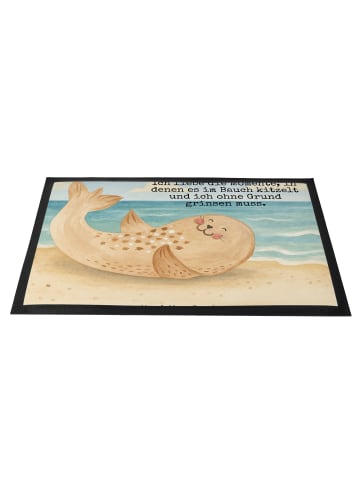 Mr. & Mrs. Panda fußmatte Robbe Liegen Design mit Spruch in Weiß