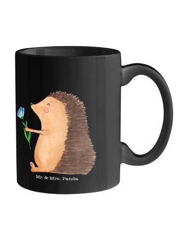 Mr. & Mrs. Panda Becher Igel Blumen ohne Spruch in Schwarz