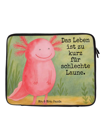Mr. & Mrs. Panda Laptop Hülle Axolotl Glücklich Design mit Spruch in Weiß