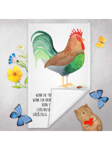 Mr. & Mrs. Panda Gästehandtücher Hahn Korn mit Spruch in Weiß