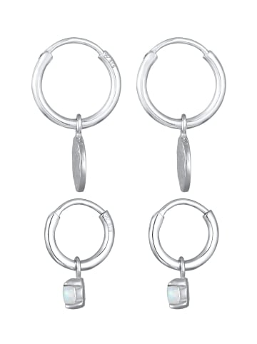 Elli Ohrringe 925 Sterling Silber Plättchen, Schmuckset in Silber