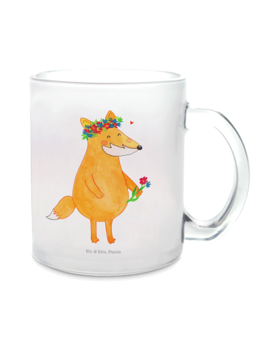 Mr. & Mrs. Panda Teetasse Fuchs Blumen ohne Spruch in Transparent