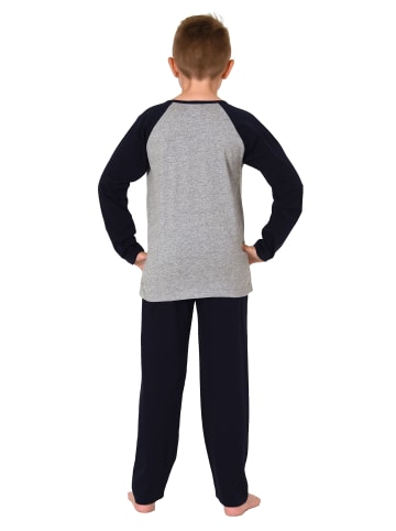 NORMANN Pyjama langarm Schlafanzug CollegeLook - 74138 in grau