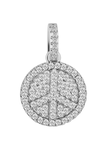 Adeliás Damen Anhänger Peace aus 925 Silber mit Zirkonia in silber