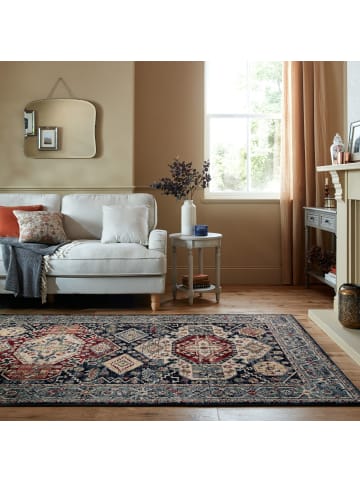 KADIMA DESIGN Teppich Kurzflor Vintage Geometrisch, Wohnzimmer in Multicolor-Blau