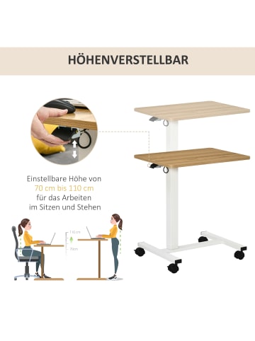 HOMCOM Schreibtisch in Natur & Weiß 65L x 48B x 110H cm