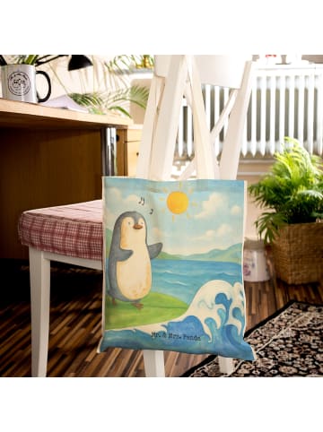 Mr. & Mrs. Panda Shopper Pinguin Surfer Design ohne Spruch in Weiß