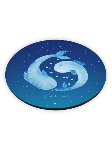 Mr. & Mrs. Panda Rund Magnet Sternzeichen Fische ohne Spruch in Sternenhimmel Blau