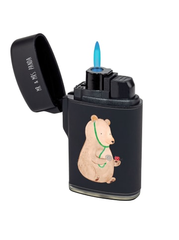 Mr. & Mrs. Panda Feuerzeug Bär Arzt ohne Spruch in Schwarz