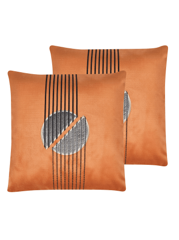 Beliani 2er-Set Dekokissen CEROPEGIA in Orange