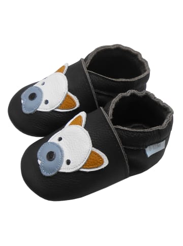 Basrakids Baby Krabbelschuhe aus Leder, weiche Lauflernschuhe mit rutschfester Sohle 