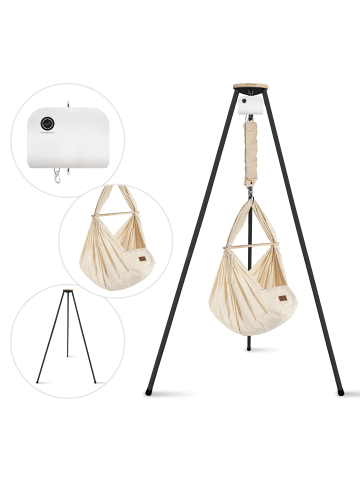 Schmusewolke Federwiege mit Tipi und Motor Bio Schafwolle Anthrazit Motor Weiß