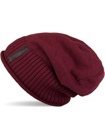 styleBREAKER Feinstrick Beanie Mütze in Bordeaux-Rot