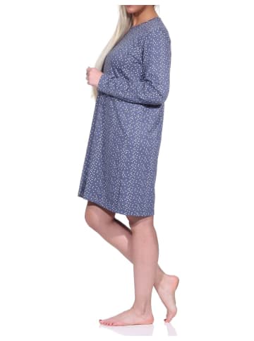 NORMANN Nachthemd langarm Bigshirt Tupfen - 76256 in Grau