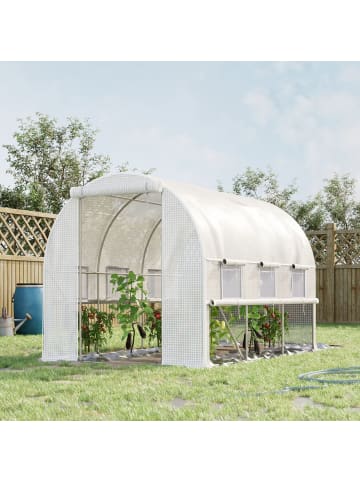 Outsunny Foliengewächshaus,295L x 200B x 200H cm,Weiß