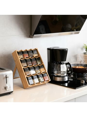 relaxdays Gewürzregal in Natur – (B)30 x (H)35 x (T)9 cm